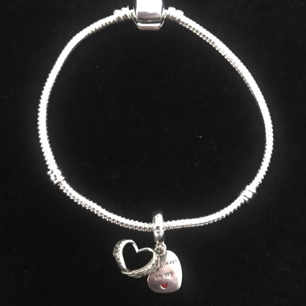Sterling Silver Heart Charm Bracelet